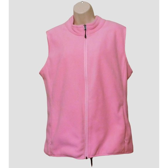 Fuinloth Fleece Vest XL Pink Sleeveless Zipper Pockets Polyester Soft NEW - Picture 1 of 8